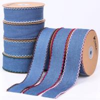 China Garment Decoration Jeans Ribbon 38mm Double Face Weave Edge on sale