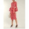 2018 Women Clothes Gathered Bell Sleeves Striped Midi Design Fashion Dresses For