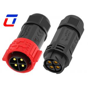 China Red IP67 Power Cable Connector 500V 40A Soldering Type Male Female Connector 4 Pin supplier