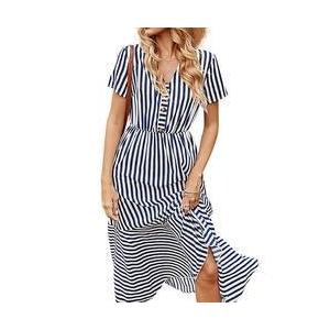 Fancy Beach Loose Short Sleeve Maxi Dresses Plain Dyed Square Collar