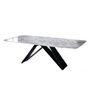 Marble Hotel Dining Table Black Steel Legs Supporting 4 Chair