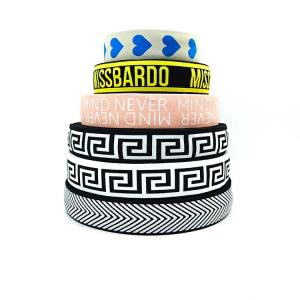 China Wide flat elastic band jacquard letters shapes in custom color elastic stretch band and elastic band supplier