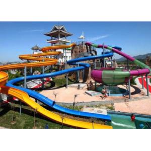 China Water Sports Fiberglass Water Slide , Family Entertainment Giant Pool Slide supplier