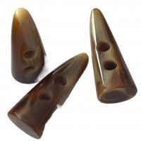 China 2 Hole Horn Toggle Buttons For Coat With Horn Tooth Shape Full Shiny on sale