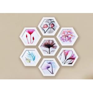 Solid Wooden Hexagon Picture Frame Set For Home / Hotel Wall Decoration