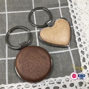 Hot Sale product Custom LoGO Pendant Rectangle Heart Square Round  Wood Blank Metal  Wooden Keychain with  chains