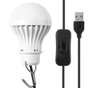 5W Portable USB LED Light Bulbs Adjustable ON/OFF With 180° Beam Angle