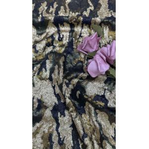 China 124cm Multi Color Sequins Embroidery Fabric With Ground Mesh For Evening Dress supplier