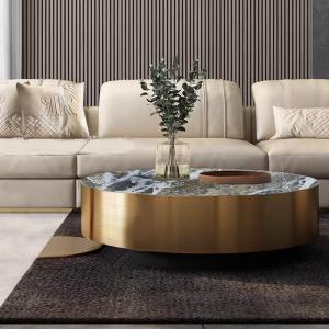 Stainless Steel edge Ceramic Marble  Coffee Table