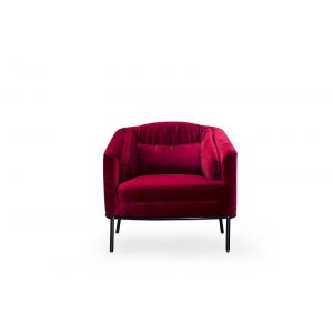 Upholstered Maroon Velvet Arm Modern Design Leisure Chair Waiting Chair