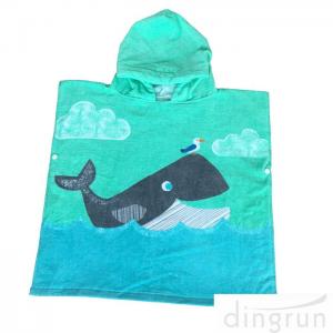 China Cute Dolphin Hooded Poncho Beach Towel Reactive Printed For Girls & Boys supplier