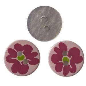 Colorful Flowers Silk Printed Fancy Plastic Buttons With 2 Hole In 26L For Garment Accessories