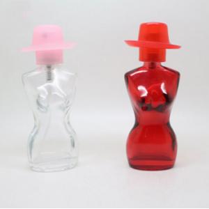red women body shape glass perfume bottle with plastic cap