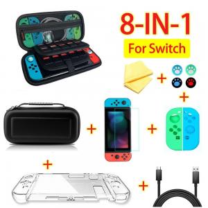 8 in 1 game accessory Set For Nintendo Switch Travel Carrying Case Accessories Kit Screen Protector Case Charging Cable