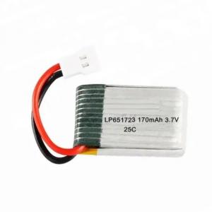 China Lithium Polymer Batteries 651723 3.7v 150mah 170mah Lipo Battery KC UL1642 IEC62133 Drones Mini RC Helicopter supplier
