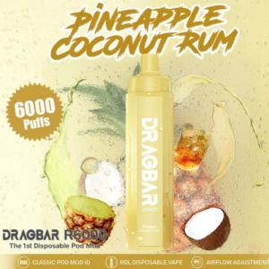 Pineapple Coconut Rum flavor Zovoo Dragbar R6000 Disposable 6000 puffs Vape with Rechargeable battery inserted