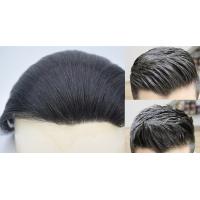 China Super Thin Skin 0.03-0.04mm , and thin skin 0.06,0.08mm,0.12mm 100% Real Human Hair Men Toupee Stock Hair Piece for Men on sale