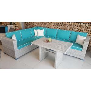 China Outdoor Rattan Corner Sofa Set L Shape Cushion Covered In Aluminium Frame Nice Price supplier
