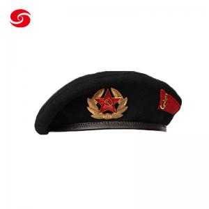 China Vintage Russian Military Uniform Hats Unisex Army Wool Beret Hat Beret supplier
