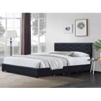China Minimalistic  Queen Bed Frame Black Tufted PU Leather Headboard on sale