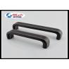 Square Arched Black Leather Furniture Handles Aluminum Cover Leather Pulls