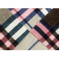 China Coral Fleece Soft Blanket Fabric Checked / 530GSM Synthetic Blanket Material on sale