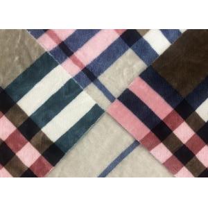 China Coral Fleece Soft Blanket Fabric Checked / 530GSM Synthetic Blanket Material supplier