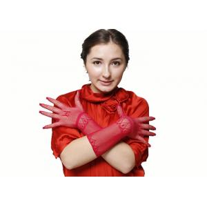 Womens Red Fishnet Hand Gloves Fishnet Arm Socks For Wedding Party