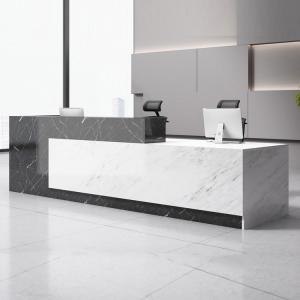 94.4 Inch Modern Front Desk White Marbling Wood 25mm Reception Counter Table