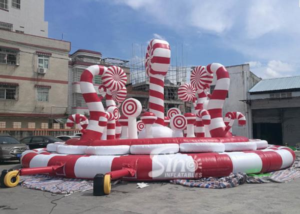 Giant Christmas Candy Cane Inflatable Amusement Park Bouncer For Kids And Adults