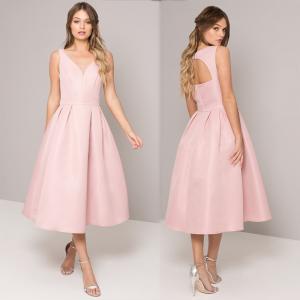 China Pink Sleeveless Open Back Long Dress Woman supplier