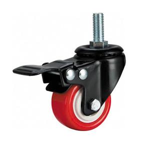 China light duty 2 threaded stem PU caster with brake, 2.5 inch, 3 inch PU castor with brake supplier