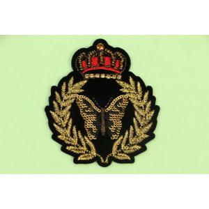 China High Class Gold Silver Metallic Crown Patch With Rhinestone On Velveteen For Jeans Jacket supplier