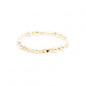 18.5cm Natural Freshwater Pearl Bracelet With gold Hematite Beads