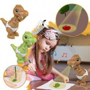 China Custom Cartoon Dinosaur Slide Projector LED Flashlight Projection Torch Lamp Children Drawing Toys Education Kids supplier
