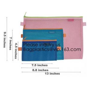 Colored Mesh Zipper Pouch Multipurpose Travel Mesh Bag for Cosmetics Offices Supplies Travel Accessories, stationery pac