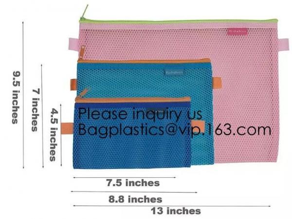 Colored Mesh Zipper Pouch Multipurpose Travel Mesh Bag for Cosmetics Offices