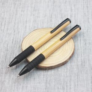China Personalised stylish office supply wooden ball pen with black grip supplier
