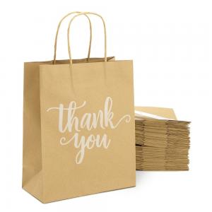 China Customized Logo Online Custom Stylish Thank You Kraft Paper Bag for Supermarket Shopping supplier