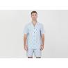 China Anti Shrink Mens Button Down Pajamas , Mens Loungewear Shorts Sets Blue Color wholesale