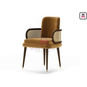 China Velvet Upholstered Dining Chair 0.38cbm With Canework Armrest supplier