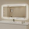China Modern Home Decor Half Moon Rectangle Shape Led Light Smart Mirror Touch Sensor Switch Wall Bathroom Mirror wholesale
