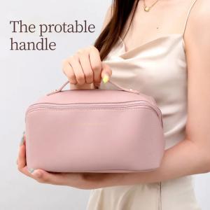 Large Capacity Travel Cosmetic Bags Multifunctional Storage Makeup Bag PU Leather Makeup Bag