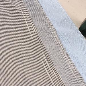 China 6oz Blue And White Vertical Stripes Stretch Denim Fabric For Shorts supplier
