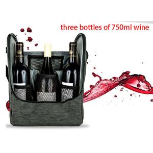 Factory supply Ice insulated nylon wine bottle cooler bag for three wines