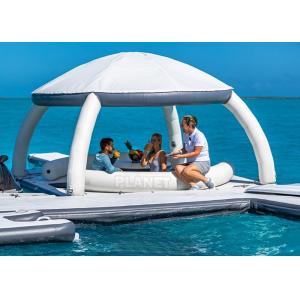 3.4x3.4m Floating Inflatable Docks Water Park Inflatable Resting Island With Shade Tent