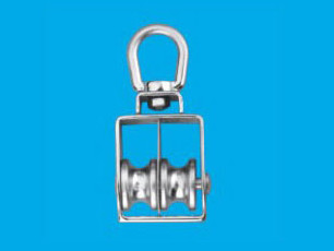 swivel eye pulley with flat  shoulder and double wheels