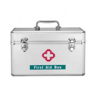 White 25 Person First Aid Kit Metal Box Case Empty Aluminum Clinic Hospital