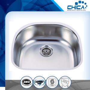 China Pressed kitchen sinks with single bowl undermount kitchen sink with SUS304 and silver color supplier