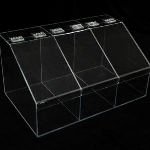 Clear Slatwall Acrylic Candy Display W/ 3 Boxes Perspex Bins with Dividers